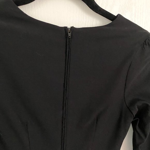 NWT Stop Staring Black 1950's Retro Cocktail Dress 3/4 Sleeve Pleated Full Skirt - Picture 9 of 13